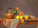 Copper Teapot with Orange and Roses